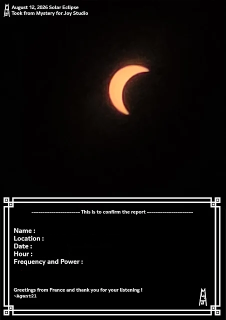 August 2026 E-QSL Card 'August 12, 2026 Solar Eclipse - Took from Mystery for Joy Studio'